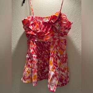 NWT Entro Pink and Orange Ruffle Top